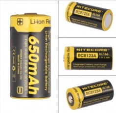 Аккумуляторные батареи NiteCore RCR 123 3.7v